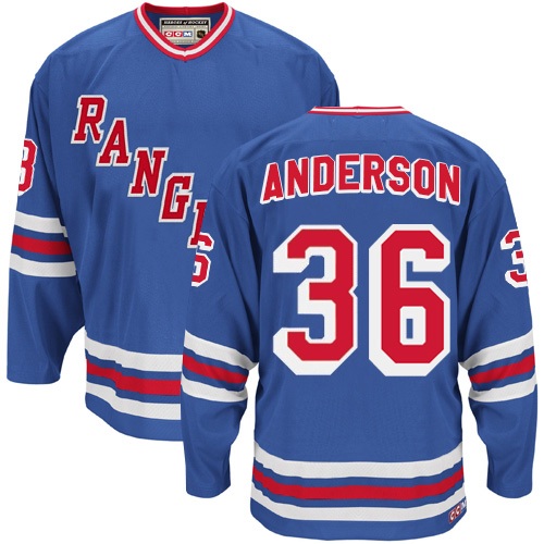 Herren New York Rangers Eishockey Trikot Glenn Anderson #36 Authentic Throwback Königsblau CCM Heroes Alumni